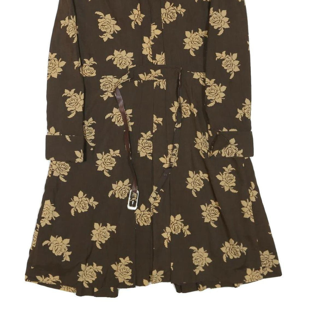 BETTY BARCLAY Womens Brown & Beige Floral Shirt Dress Polyester Blend Long