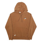 NIKE Mens Brown Hoodie M Cotton Blend Pullover Stylish Logos