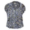 NEW LOOK Womens Grey Yellow Floral Printed Blouse Short Sleeve Collared UK 10