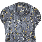 NEW LOOK Womens Grey Yellow Floral Printed Blouse Short Sleeve Collared UK 10