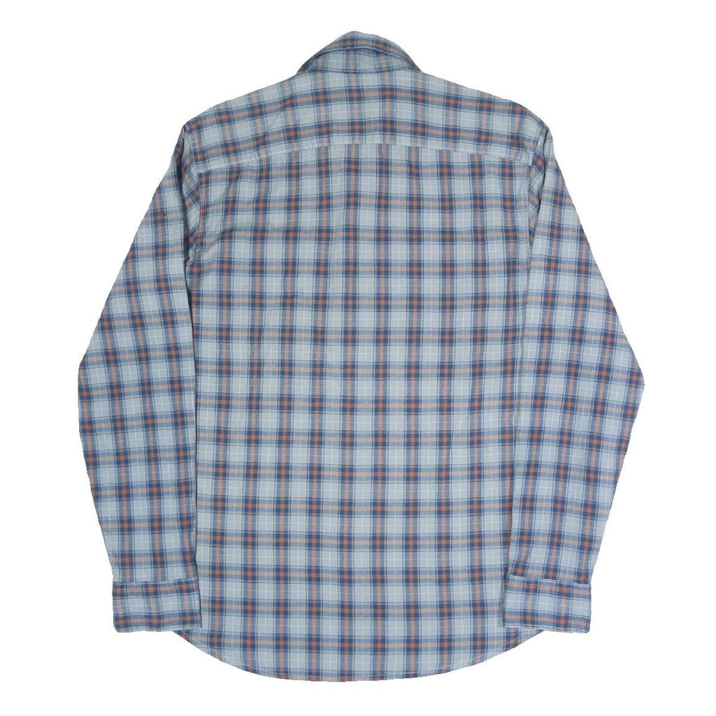 WRANGLER Mens Blue & Orange Checked Shirt M Casual Cotton Blend Long Sleeve
