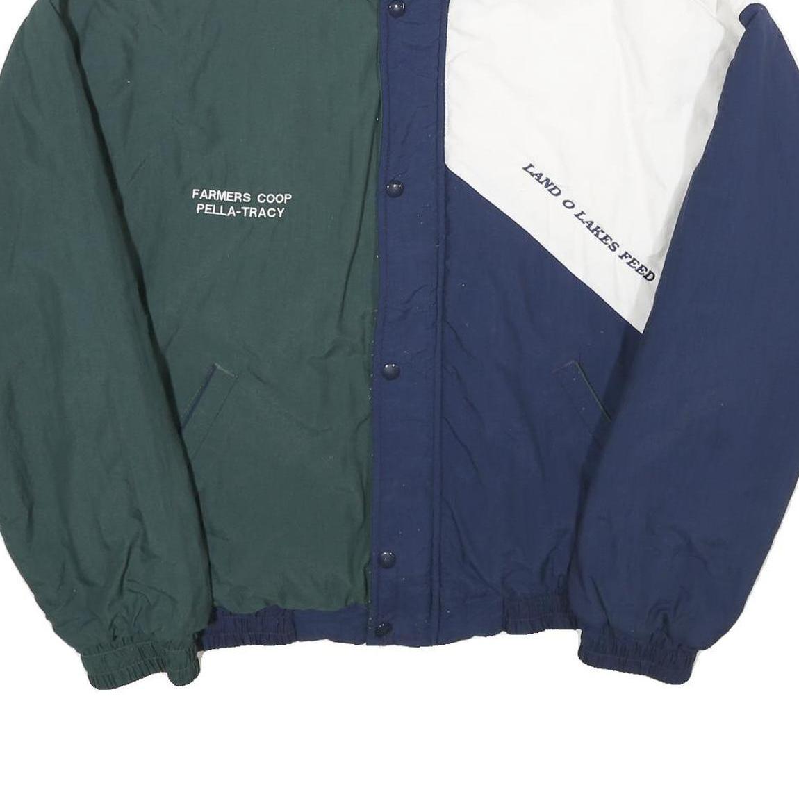 SWINGSTER Mens Green & Navy White Colourblock Zip Jacket L Woven Retro 1990s