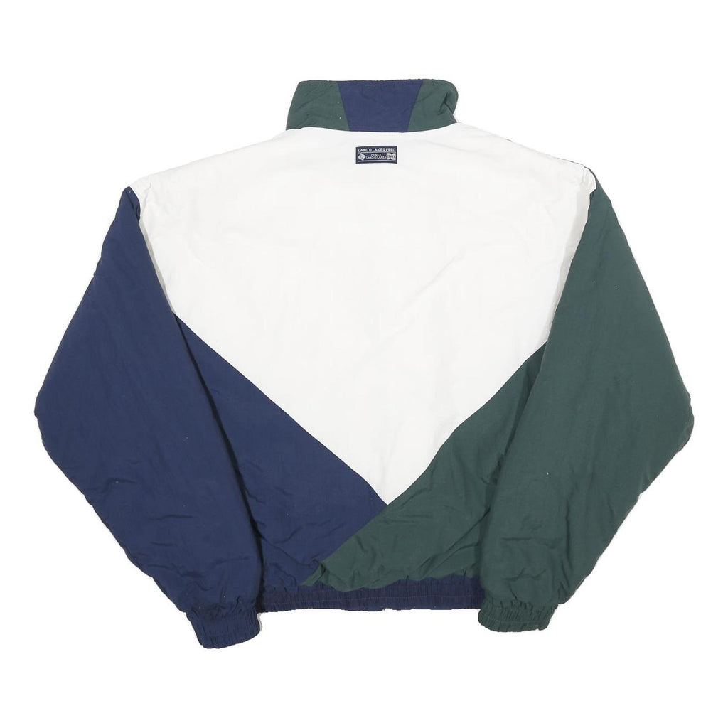 SWINGSTER Mens Green & Navy White Colourblock Zip Jacket L Woven Retro 1990s