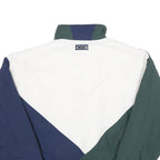 SWINGSTER Mens Green & Navy White Colourblock Zip Jacket L Woven Retro 1990s