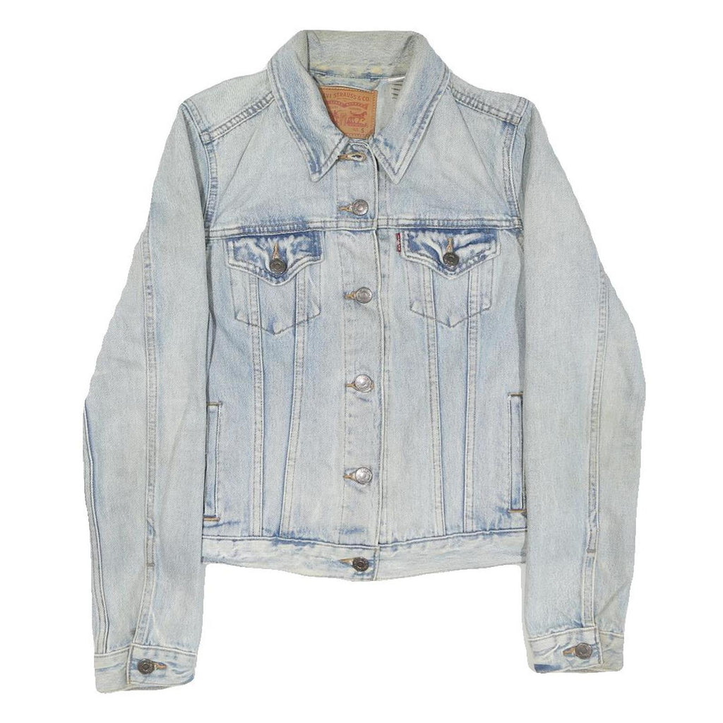 LEVI'S Womens Light Blue Denim Jacket S Cotton Blend Button Closure Classic Fit