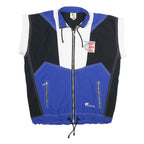 CATS Mens Blue & Black White Colourblock S Nylon Zip Sleeveless Sports Logo