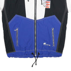 CATS Mens Blue & Black White Colourblock S Nylon Zip Sleeveless Sports Logo