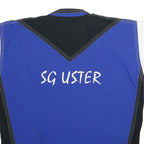 CATS Mens Blue & Black White Colourblock S Nylon Zip Sleeveless Sports Logo