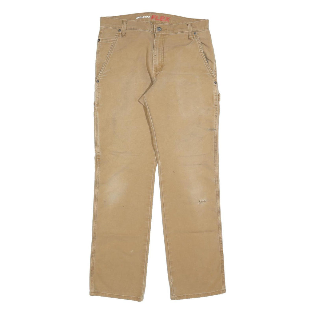 DICKIES Mens Slim Beige Jeans Denim W32 L30 Workwear Utility Zip Closure