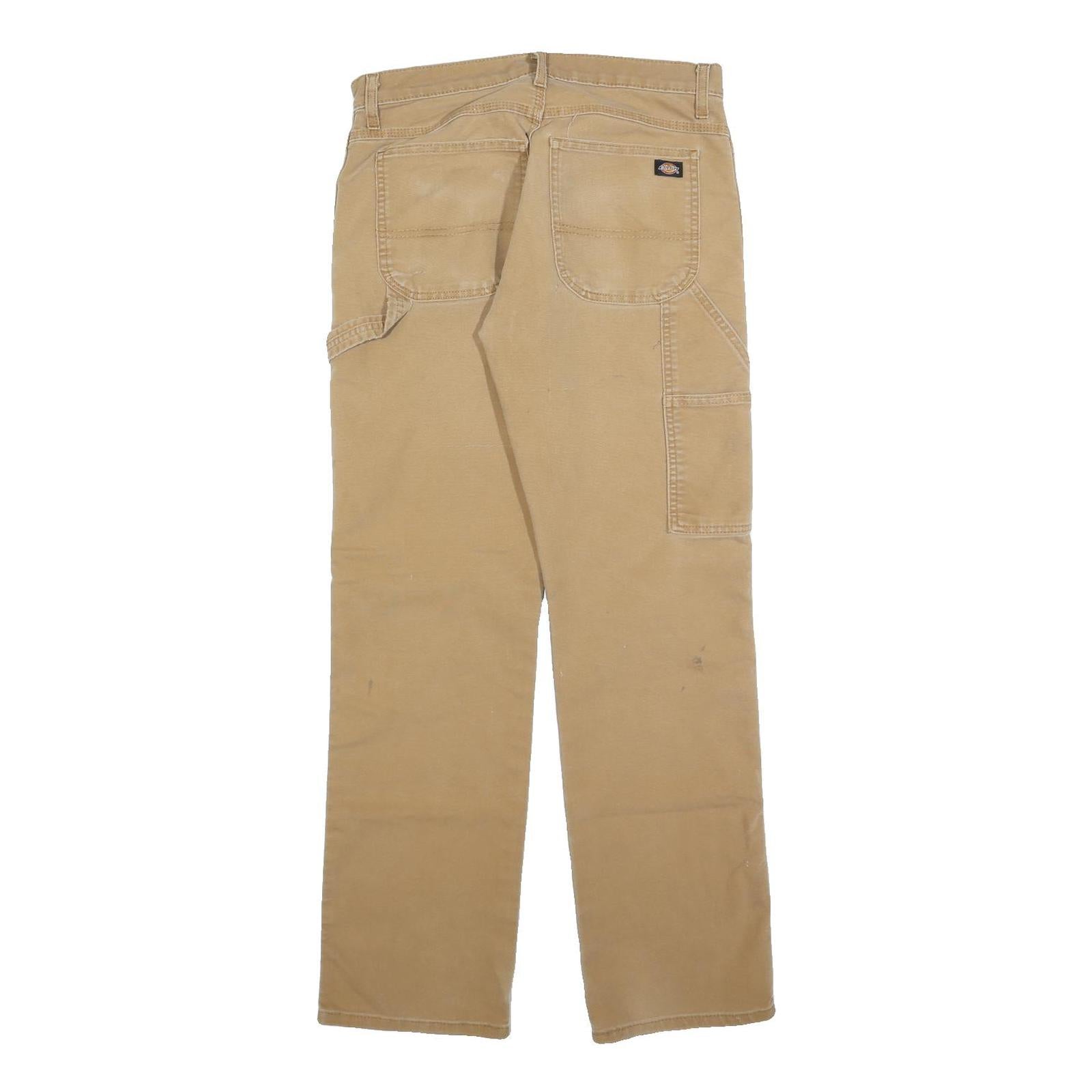 DICKIES Mens Slim Beige Jeans Denim W32 L30 Workwear Utility Zip Closure