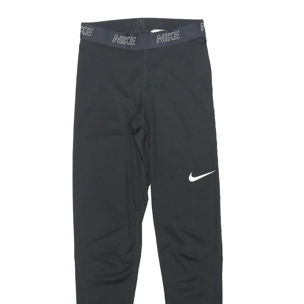 NIKE Womens Leggings Black Slim Tapered XS W22 L27 Sportswear Logo Drawstring