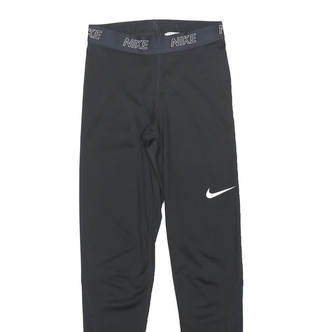 NIKE Womens Leggings Black Slim Tapered XS W22 L27 Sportswear Logo Drawstring