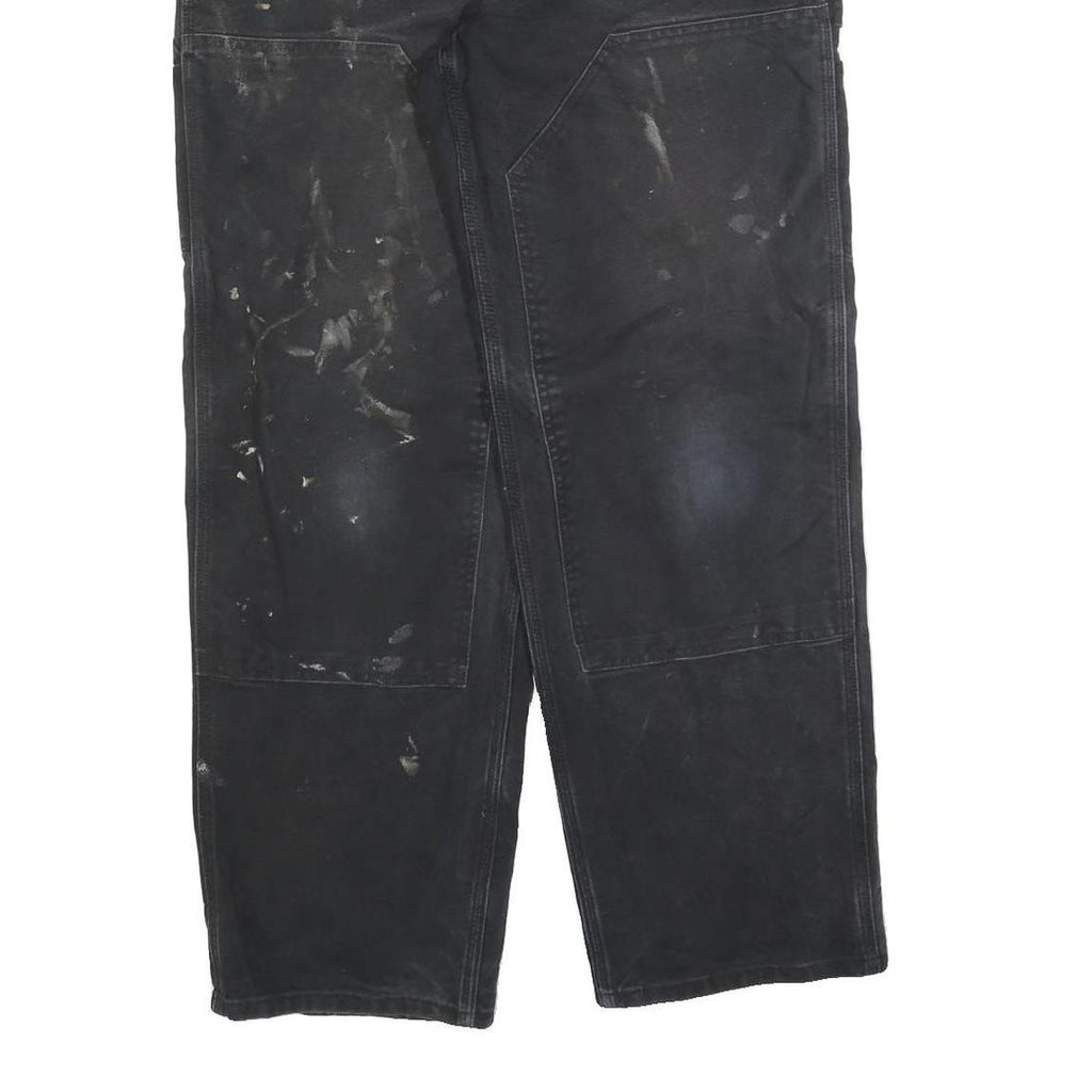 DICKIES Mens Cotton Blend Black Relaxed Workwear Trousers W32 L32 Durable Zip