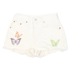 LEVI'S Womens White Butterfly Print Denim Casual Shorts S W26 Cotton Blend