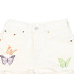 LEVI'S Womens White Butterfly Print Denim Casual Shorts S W26 Cotton Blend
