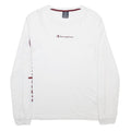 CHAMPION Mens White S Long Sleeve Crew Neck Logo Print T-Shirt Cotton Blend