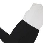 TED BAKER Womens Black & White Sleeveless Playsuit L Zippered High Neck Tailored
