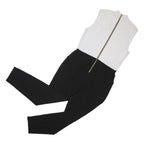 TED BAKER Womens Black & White Sleeveless Playsuit L Zippered High Neck Tailored