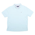 TOMMY HILFIGER Mens Light Blue Short Sleeve Plain Polo Shirt L Cotton Classic