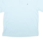 TOMMY HILFIGER Mens Light Blue Short Sleeve Plain Polo Shirt L Cotton Classic