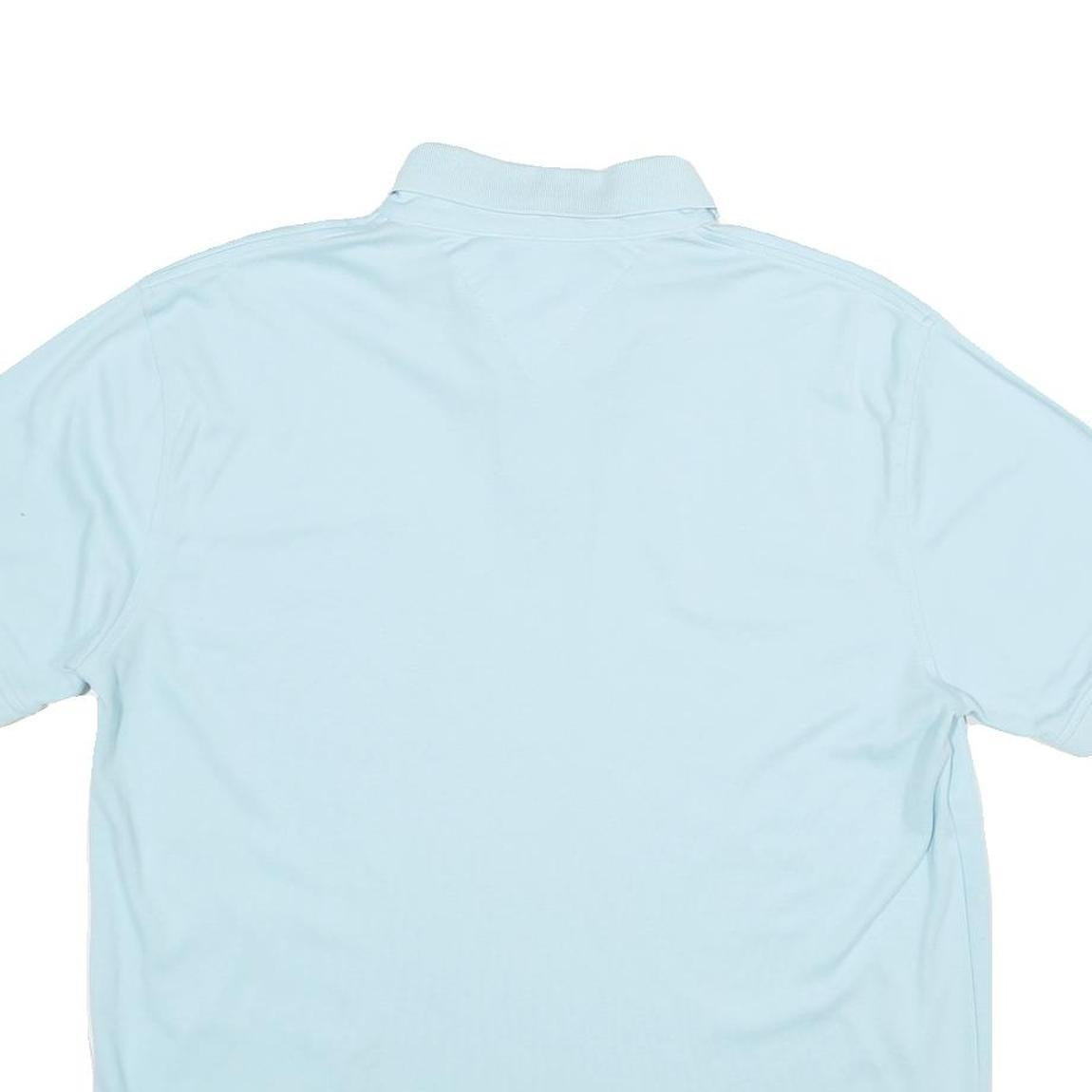 TOMMY HILFIGER Mens Light Blue Short Sleeve Plain Polo Shirt L Cotton Classic