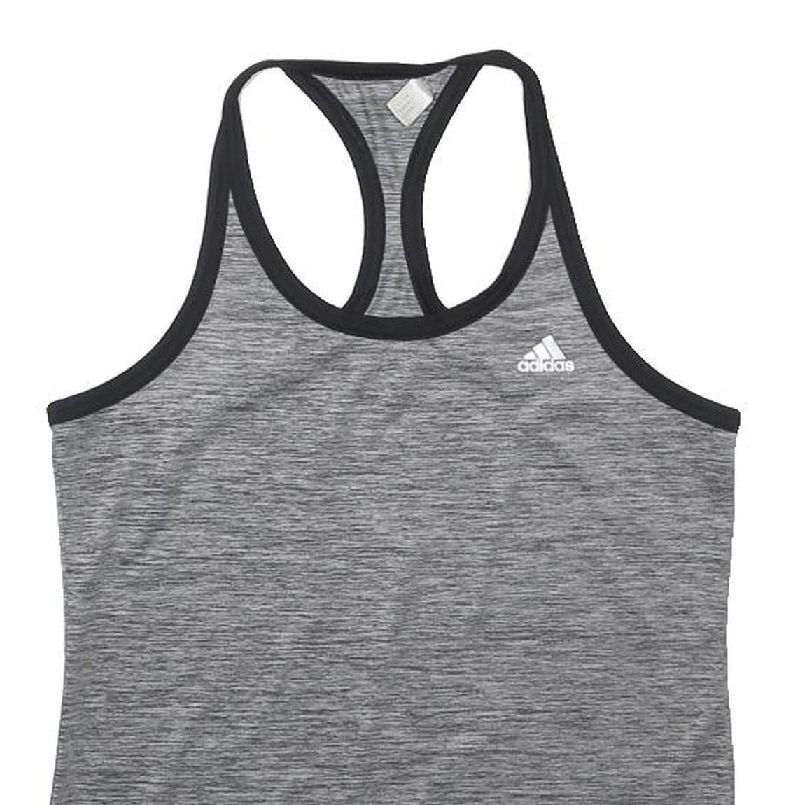 ADIDAS Womens Grey Sports Vest Sleeveless Scoop Neck Climalite S Activewear Gym