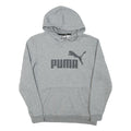 PUMA Mens Grey Hoodie S Cotton Blend Pullover Hooded Sweatshirt Logo