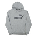 PUMA Mens Grey Hoodie S Cotton Blend Pullover Hooded Sweatshirt Logo