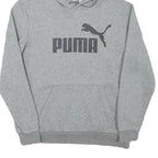 PUMA Mens Grey Hoodie S Cotton Blend Pullover Hooded Sweatshirt Logo
