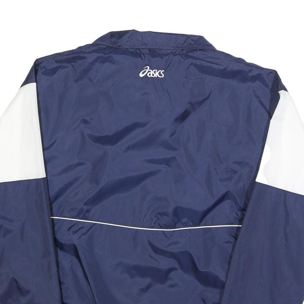 ASICS Mens Navy & White Athletic Jacket S Polyester Zip Sportswear