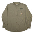 CARHARTT Mens Beige Cotton Blend Work Shirt XL Durable Button Down