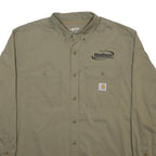 CARHARTT Mens Beige Cotton Blend Work Shirt XL Durable Button Down