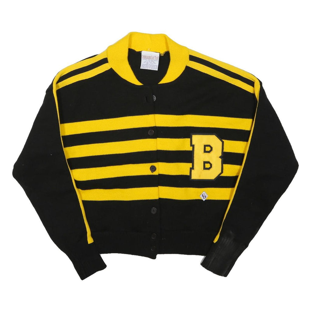 CHEERLEADERE DANZ TEAM Womens Black & Yellow Patterned Button Up Jumper S