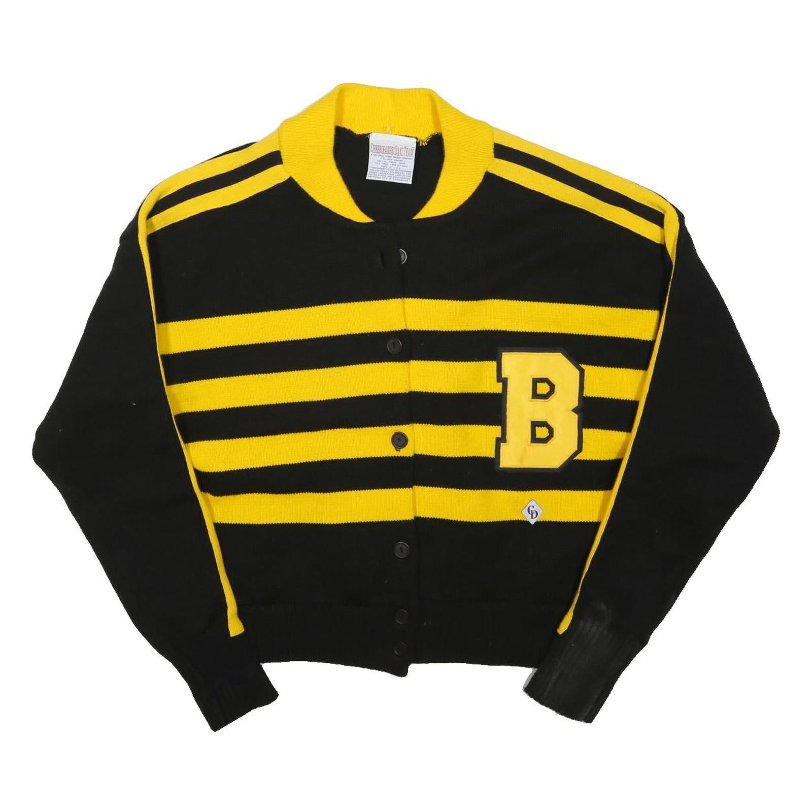 CHEERLEADERE DANZ TEAM Womens Black & Yellow Patterned Button Up Jumper S