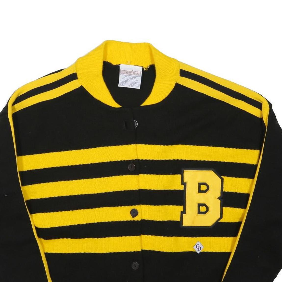 CHEERLEADERE DANZ TEAM Womens Black & Yellow Patterned Button Up Jumper S