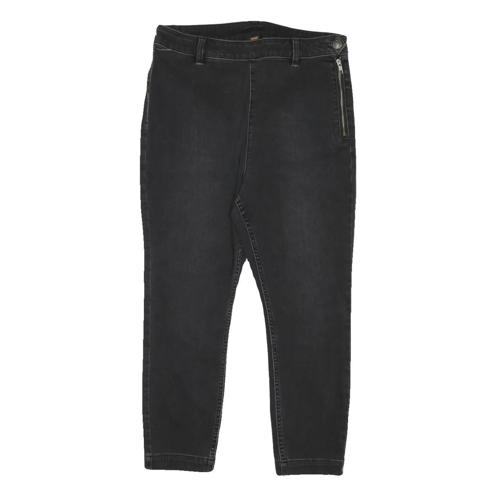 FREE PEOPLE Womens Jeans Black Regular Skinny Denim Medium W32 L23 Zip Closure