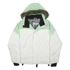 BILLABONG Womens Green & White Zip Jacket M Polyester Outdoor Winter Wear