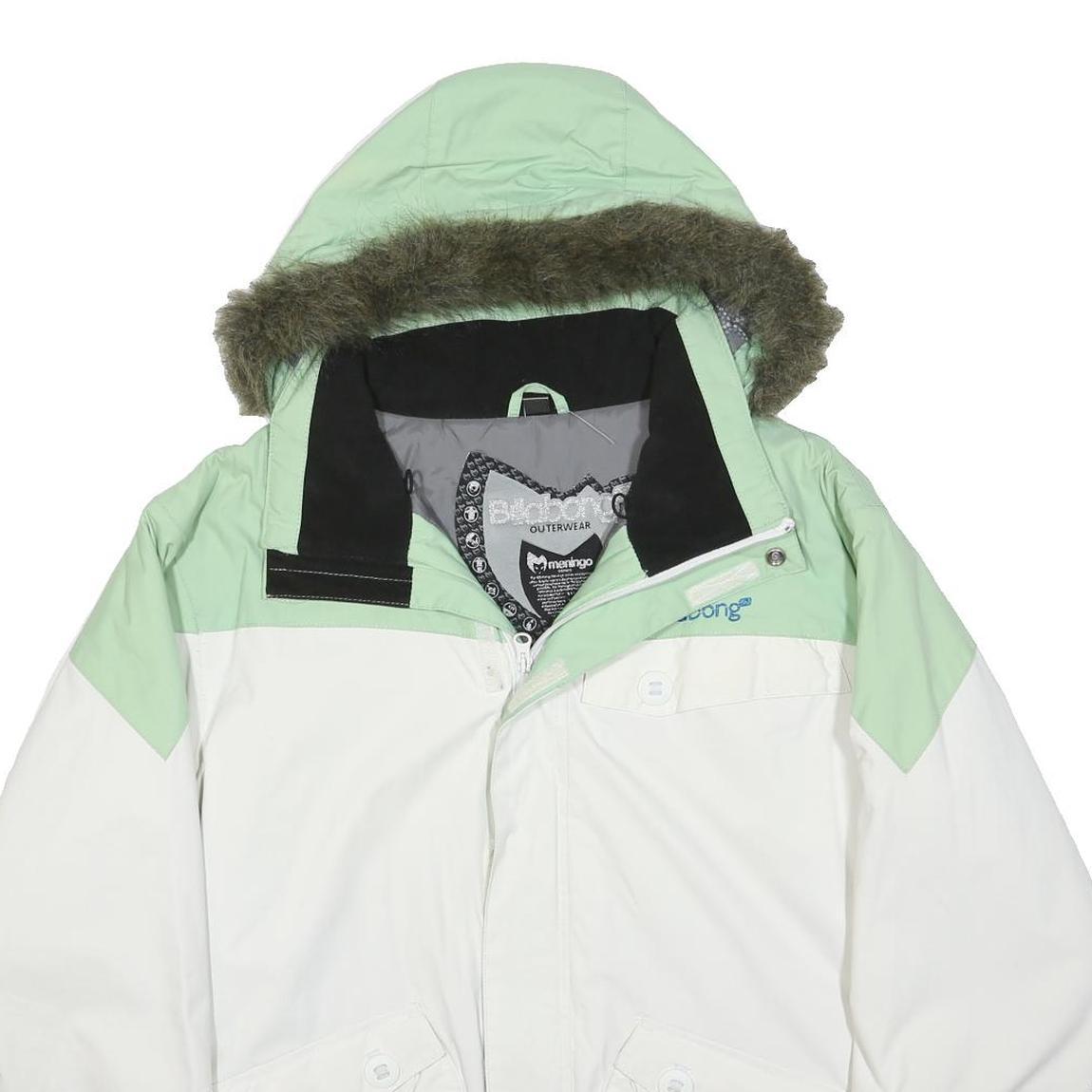BILLABONG Womens Green & White Zip Jacket M Polyester Outdoor Winter Wear
