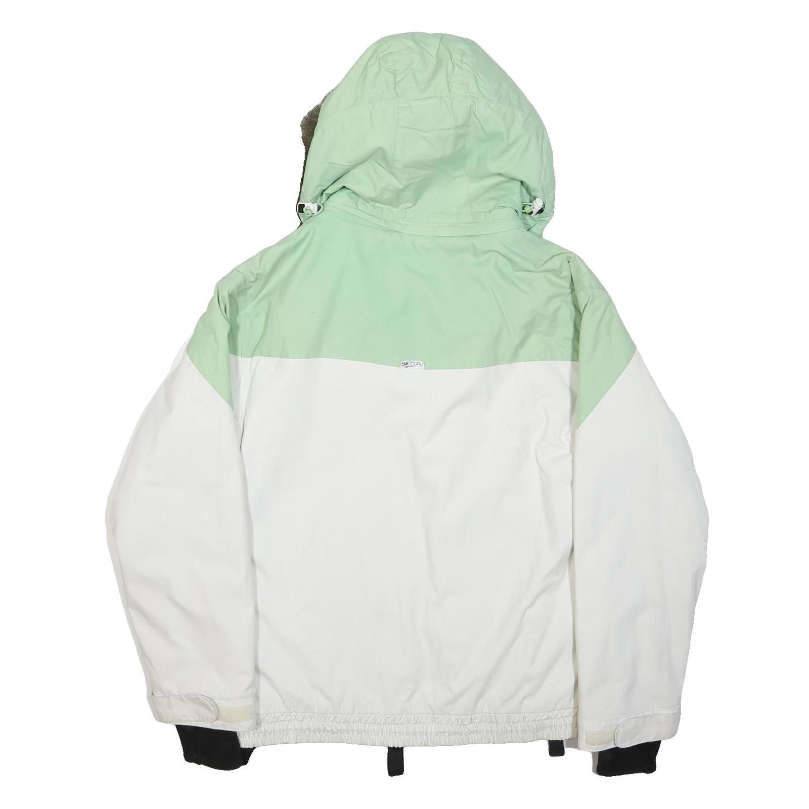 BILLABONG Womens Green & White Zip Jacket M Polyester Outdoor Winter Wear
