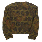 Womens Brown Paisley Button Jacket M Woven Classic Cropped Stylish