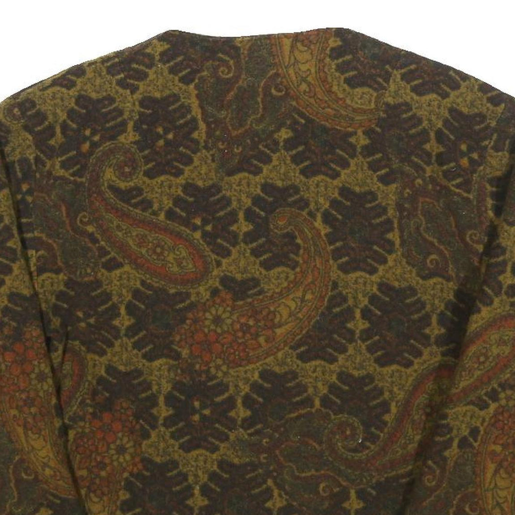 Womens Brown Paisley Button Jacket M Woven Classic Cropped Stylish