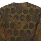 Womens Brown Paisley Button Jacket M Woven Classic Cropped Stylish