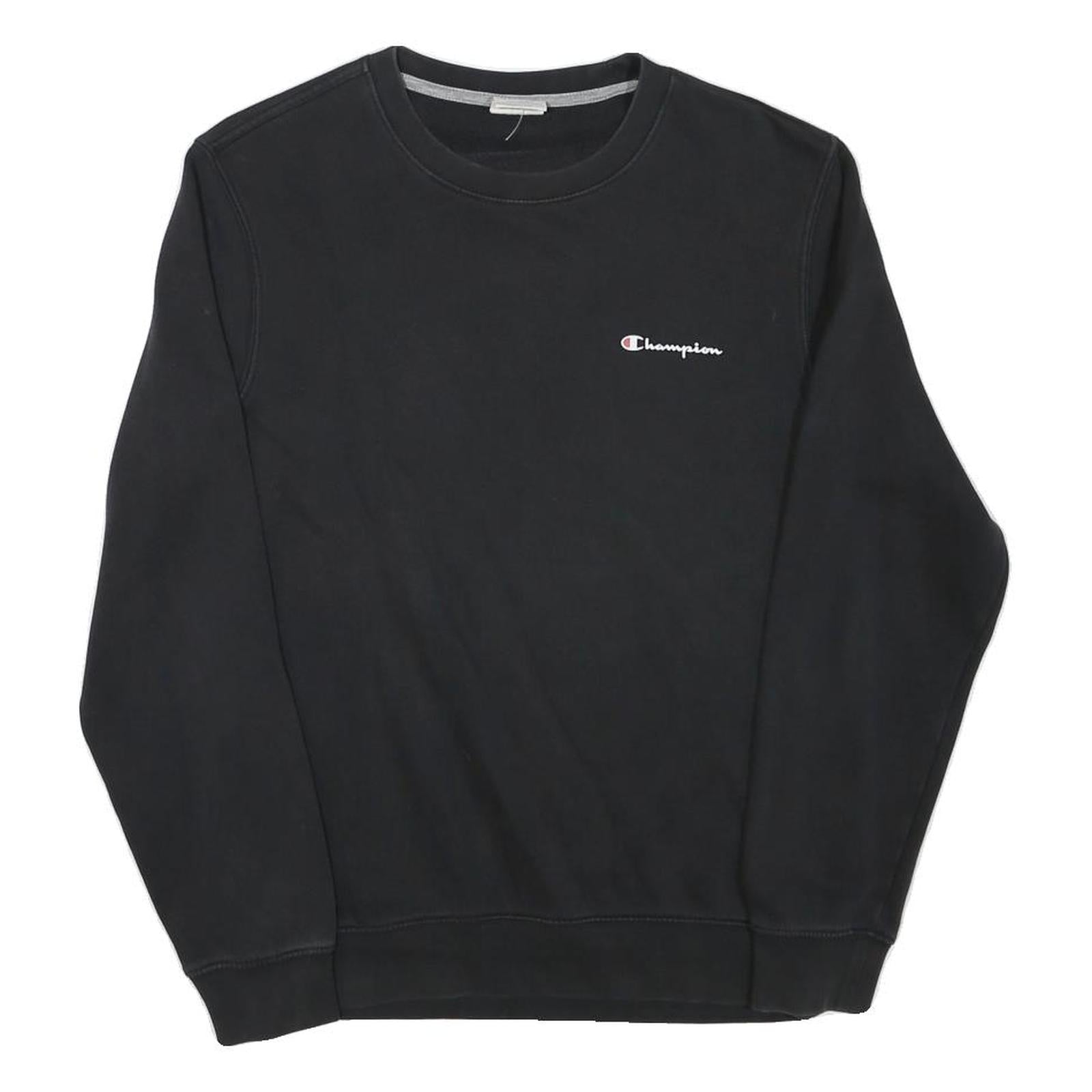 CHAMPION Mens Black Cotton Blend Crew Neck S Sweatshirt Classic Logo