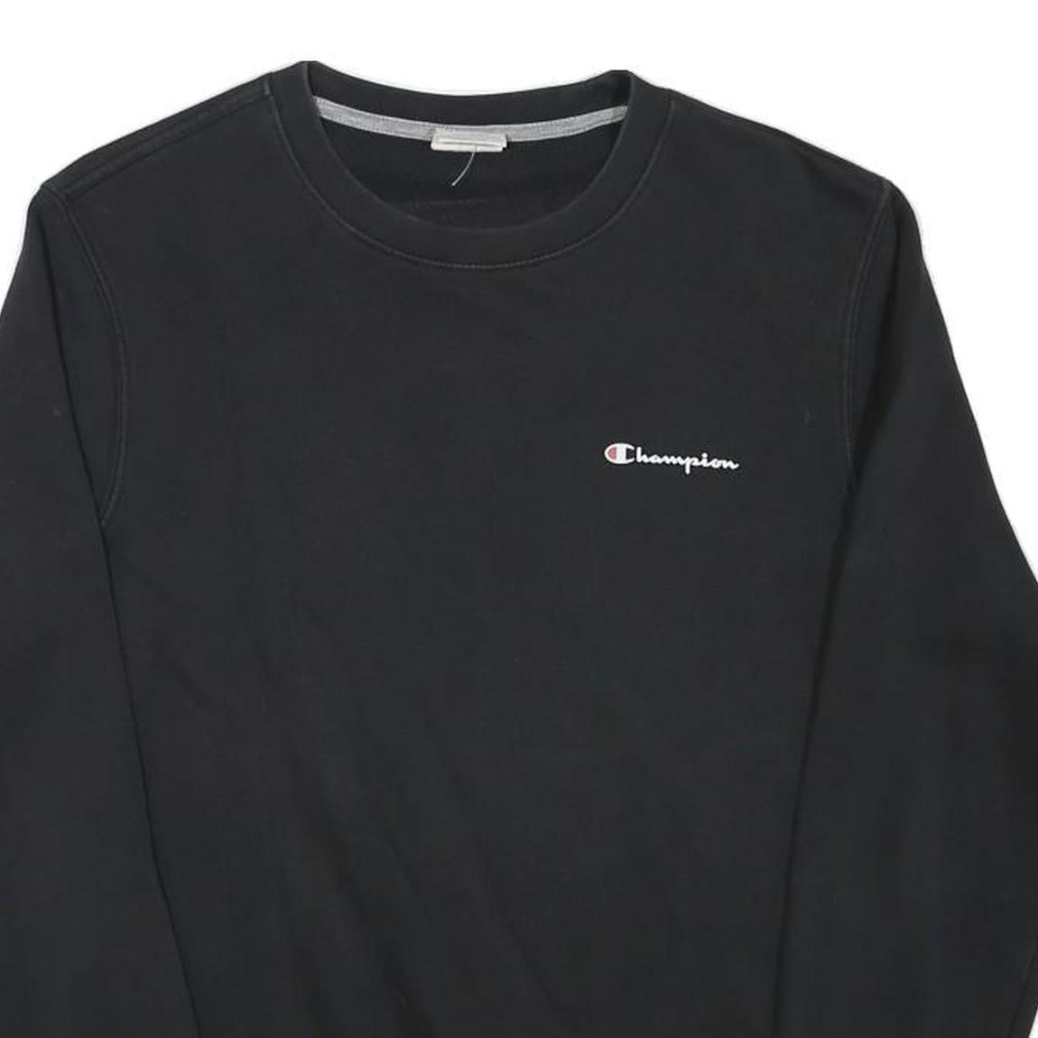 CHAMPION Mens Black Cotton Blend Crew Neck S Sweatshirt Classic Logo