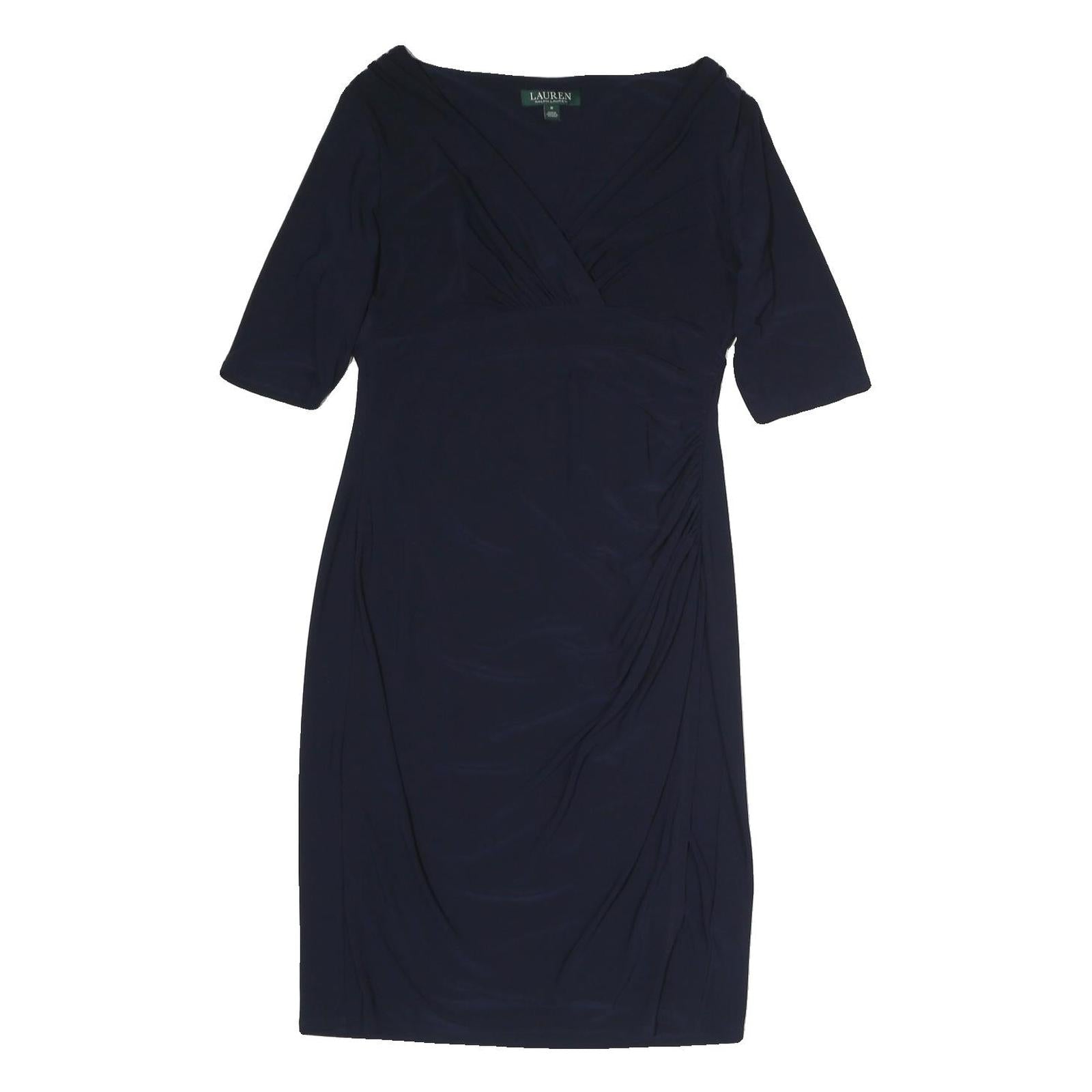 LAUREN RALPH LAUREN Womens Navy Blue Day Dress Polyester Knee Length UK 8