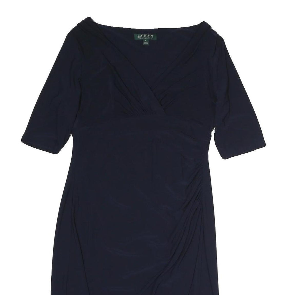 LAUREN RALPH LAUREN Womens Navy Blue Day Dress Polyester Knee Length UK 8