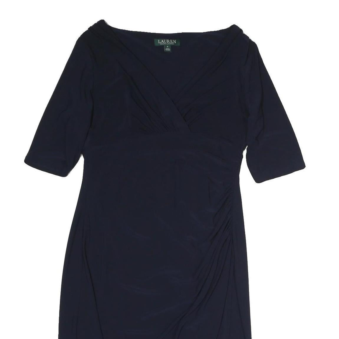 LAUREN RALPH LAUREN Womens Navy Blue Day Dress Polyester Knee Length UK 8