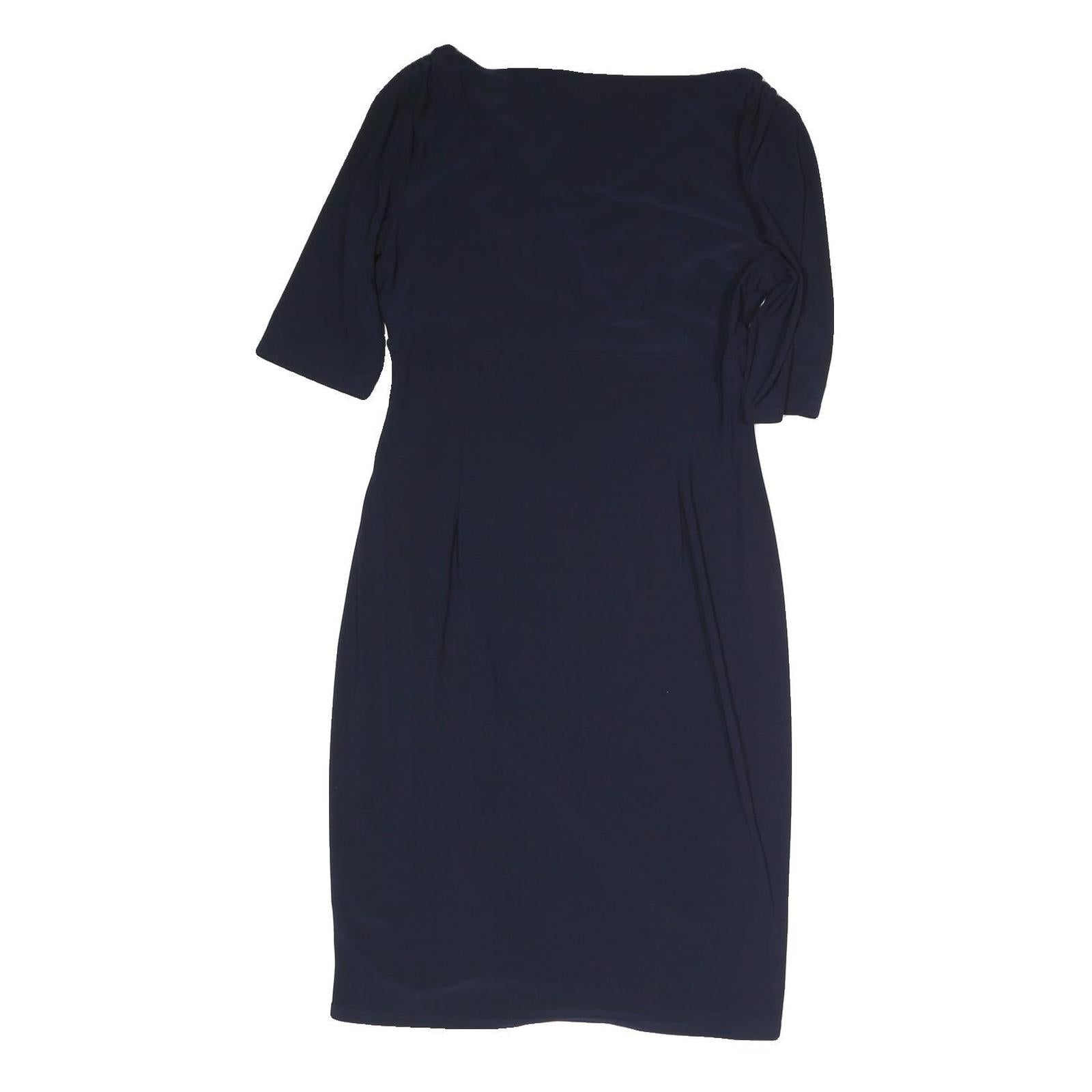 LAUREN RALPH LAUREN Womens Navy Blue Day Dress Polyester Knee Length UK 8