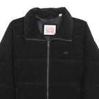 LEVI'S Womens Black Cotton Blend Puffer Jacket XL Corduroy Zip Casual Outerwear