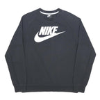 NIKE Mens Black Crew Neck M Sweatshirt Cotton Blend Pullover Logo